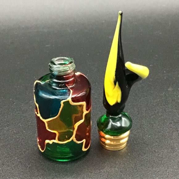 Vintage Mosaic coloured mini perfume bottle with decorative art Tall Sto… - Picture 5 of 6